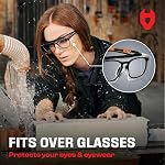 NoCry Safety Glasses That Fit Over Your Prescription Eyewear. Clear Anti-Scratch Wraparound Lenses, UV400 Protection, ANSI Z87 & OSHA Certified. Use in the Lab, Travelling, Black & Orange Frames
