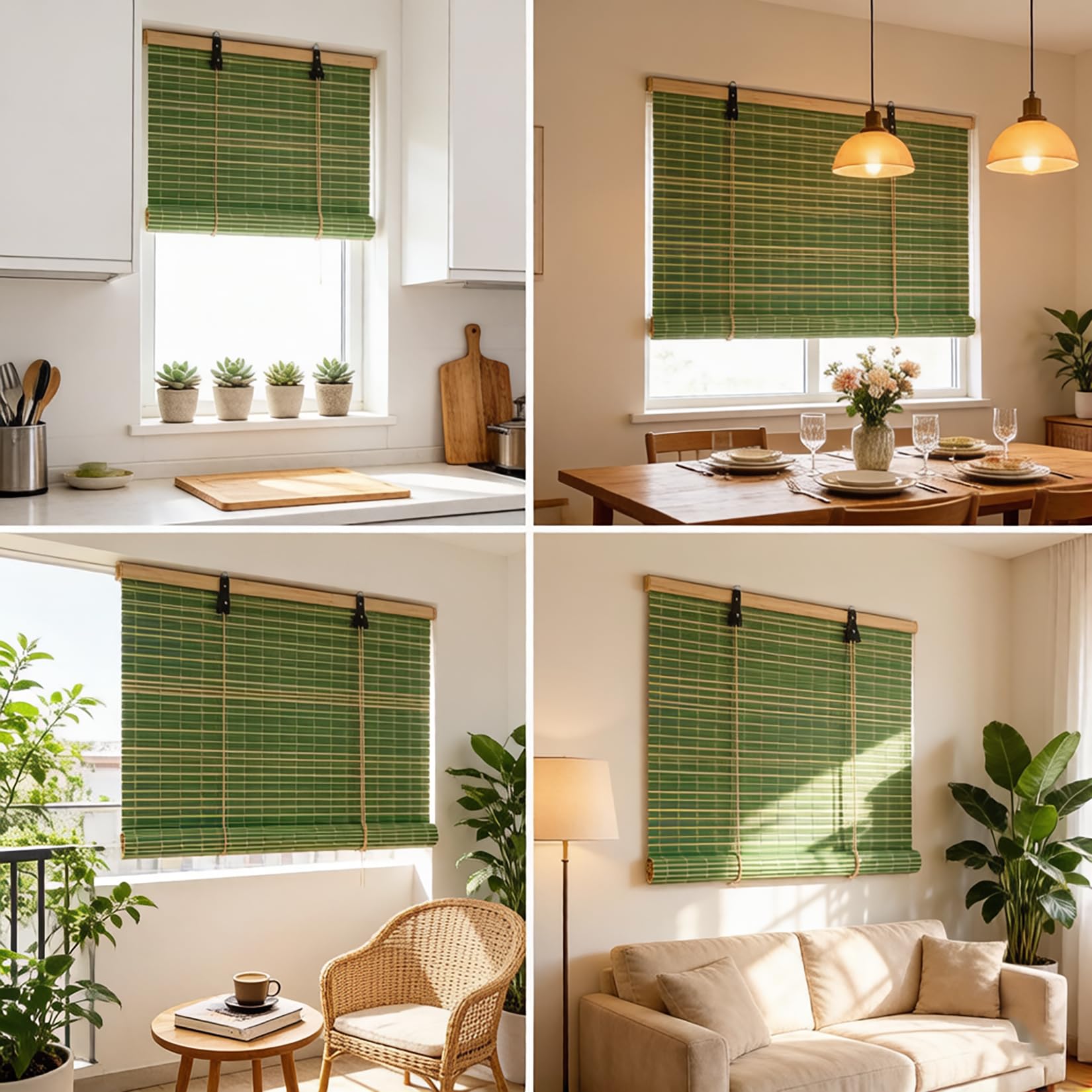 85x180cm Store en Bambou Naturel 60% Filtration | Protection Solaire| pour Fenêtres et Baies Vitrées | Installation Simple sans Perçage | Décoration Végétale Intérieure