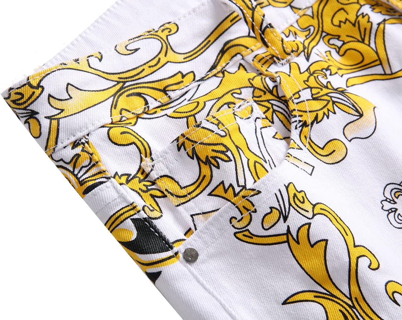 Mens Printed Jeans - Premium Jeans for Men Slim Fit - Skinny Stretch Denim Printed Pants for Men - Image 7