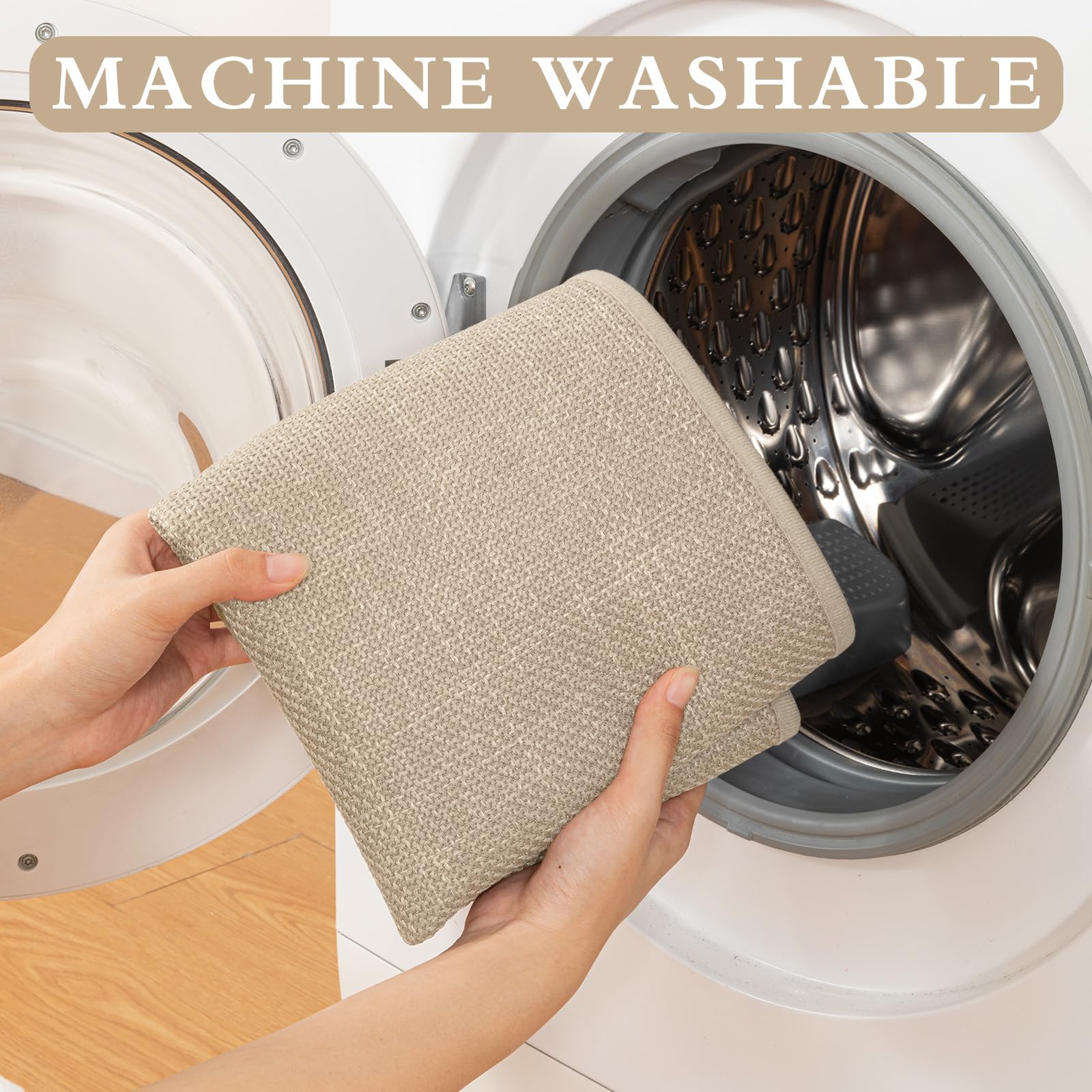 YIHOUSE Set di 5 tappetini da bagno assorbenti, antiscivolo, lavabili, ad asciugatura rapida, sottili, per WC e pavimento, colore: beige
