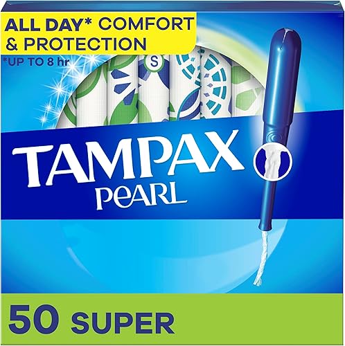 Tampax Tampones de perlas, con trenza LeakGuard, súper absorción, sin perfume, 50 unidades
