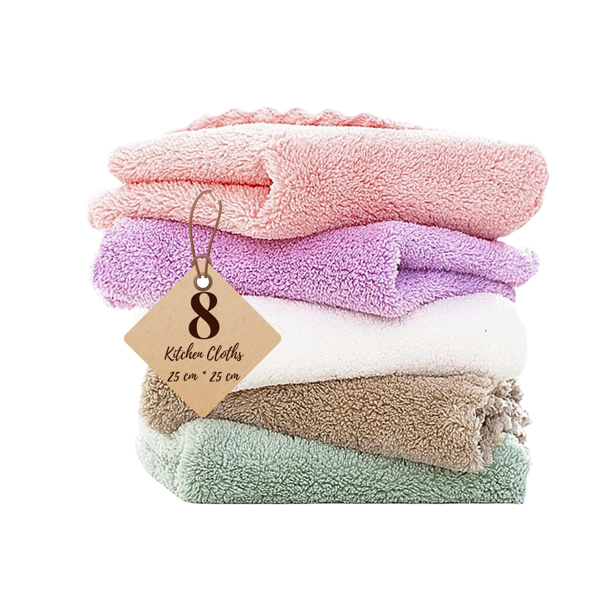 SynSo Kitchen Clothes for Cleaning 8 Pcs Reusable Wash Cloths Microfiber Lint Free Soft Absorbent Best Dish Cloths Utensils Mirror Eyeglass Gas Stove Pack - 25 cm (B08BTQ6GZN) Amazon Price History, Amazon Price Tracker