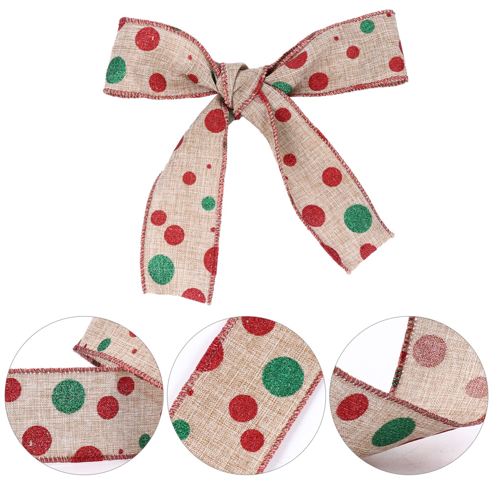 EXCEART 3piezas Cinta De Arpillera Navideña Para Decoración De y Manualidades Cinta De Puntos Rojos y Verdes Para Decoración De Wreaths y Bows