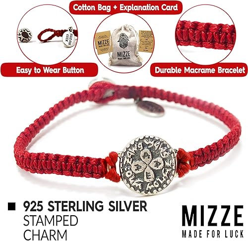 Miniatura 3 de Red Macrame Love Bracelet with Sterling Silver Love Coin Charm Amulet - Sturdy & Elegant gift for Mom, Romantic Gift for Girlfriend or Lover