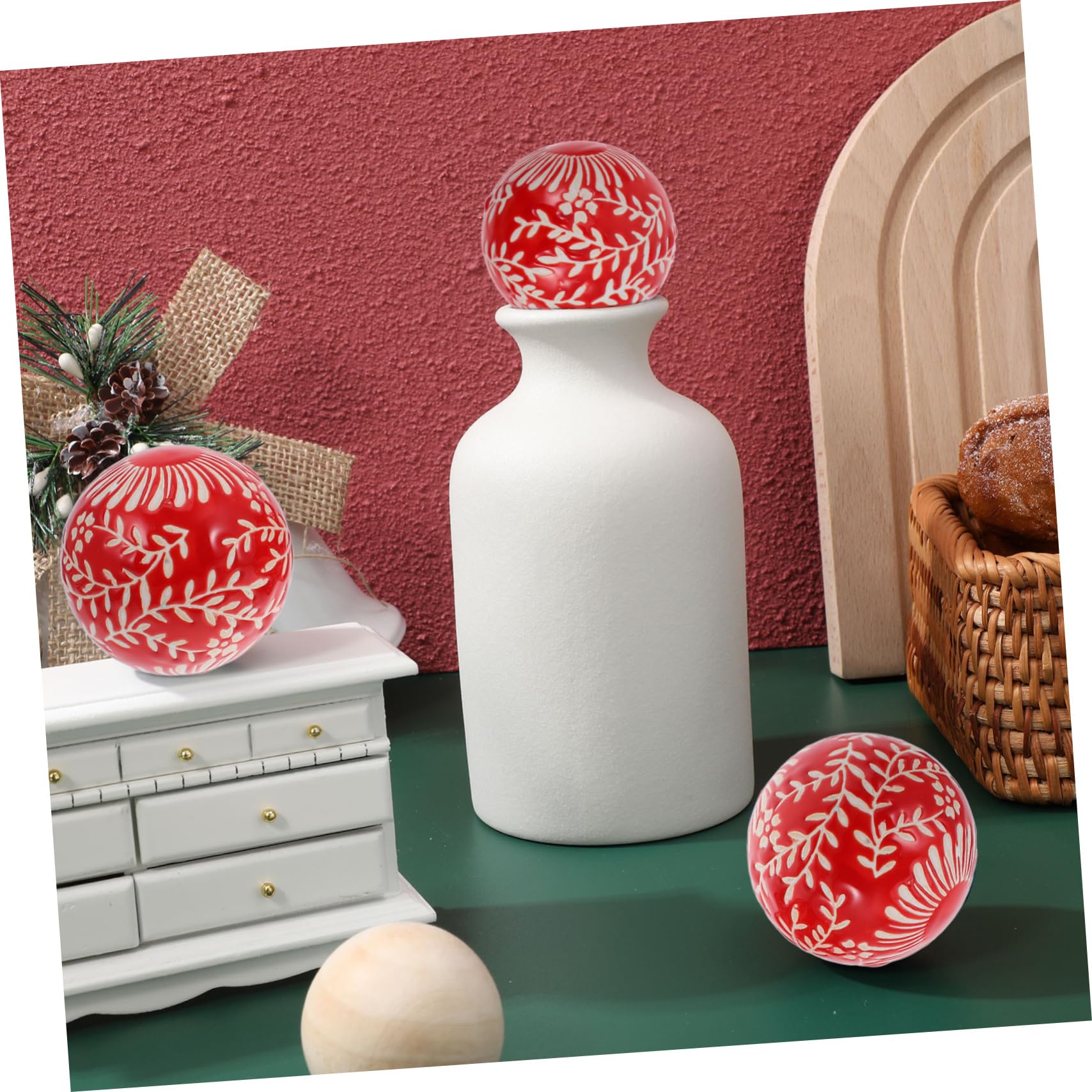 Cabilock 3er Set Keramik Dekokugeln - Golddekor Schwimmende Bälle Für Aquarium & Deko