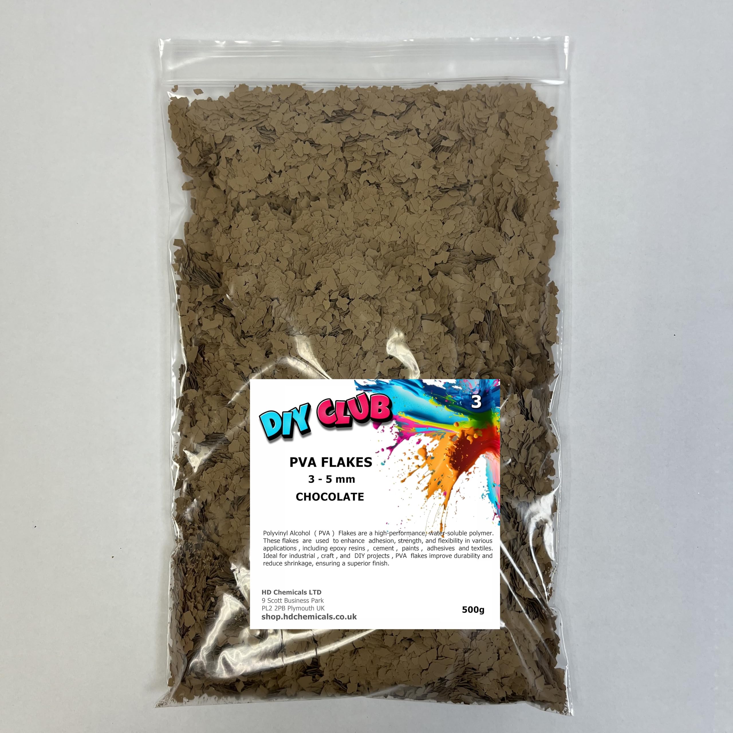 Epoxy Resin PVA CHIPS FLAKES 3-5mm Garage Floor, Decorative Coating, Art and Crafts (CHOCOLATE, 500)