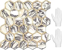 Vista 22 de STICKGOO Azulejo Hexagonal de Despegar y Pegar para Salpicadero, Azulejo Adhesivo para Salpicadero de Cocina y Baño, Aspecto de Mármol Beige PVC