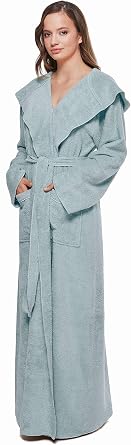 Arus Womens Princess Robe Ankle Long Hooded Turkish Cotton Bathrobe