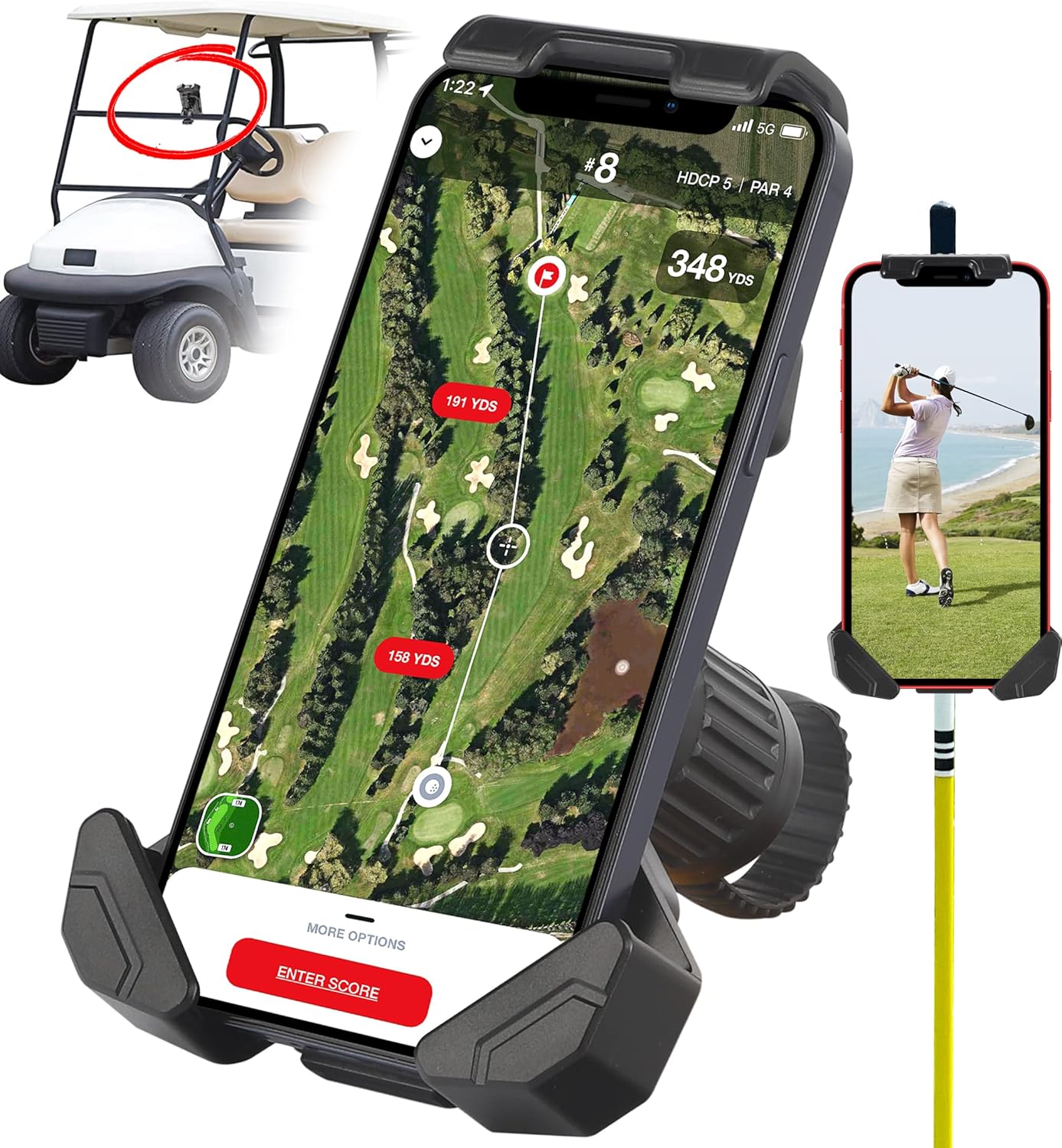 Golf Cart Phone Holder by AlphaTailSupplies Designed for Golf Carts