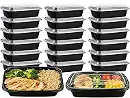 KUMD 20 Pack(40 Pieces) 32 oz Meal Prep Containers with Lids, Leakproof Food Storage Containers for Adult Office Lunch, Gym, Fitness & Bulk Food Prep, Microwave & Freezer Safe Reusable Plastic Tubs