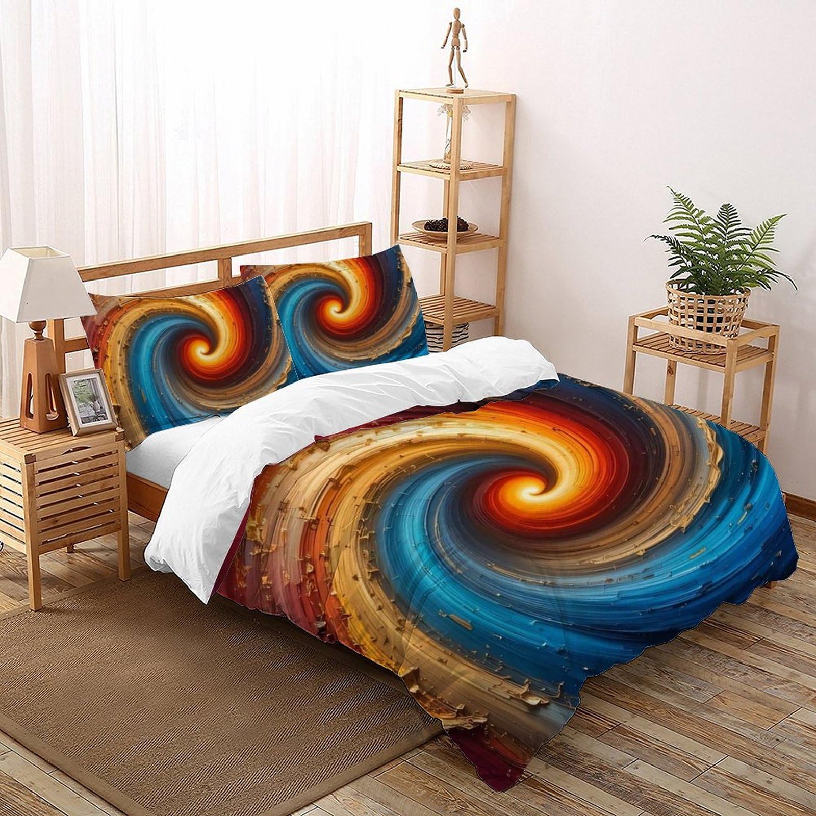 Ensemble d'impression 3D Housse de Couette 200x200cm Taie d'oreiller Coton Ado