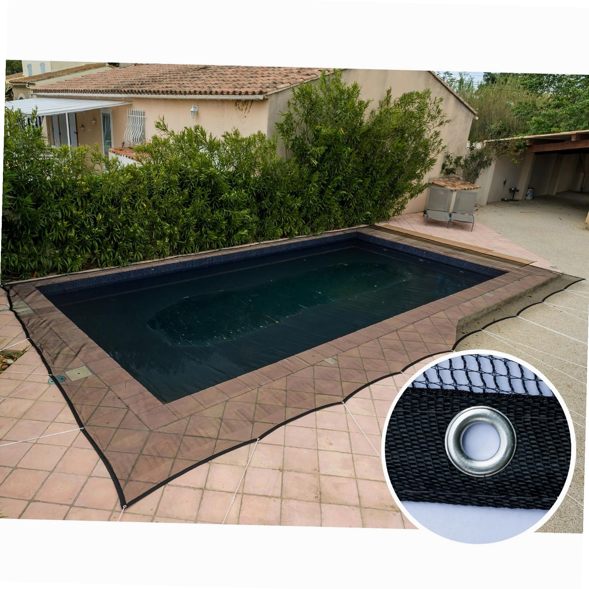 WERKA PRO Filet de Protection Piscine 100g/m² - 5 x 9 m - Polyéthylène - Traitement Anti-UV - Mailles 4 x 6 mm - Œillets en A | Aluminium, installation facile, traité anti-UV, durable, usage piscine et extérieur, traitement anti-UV, structure renforcée