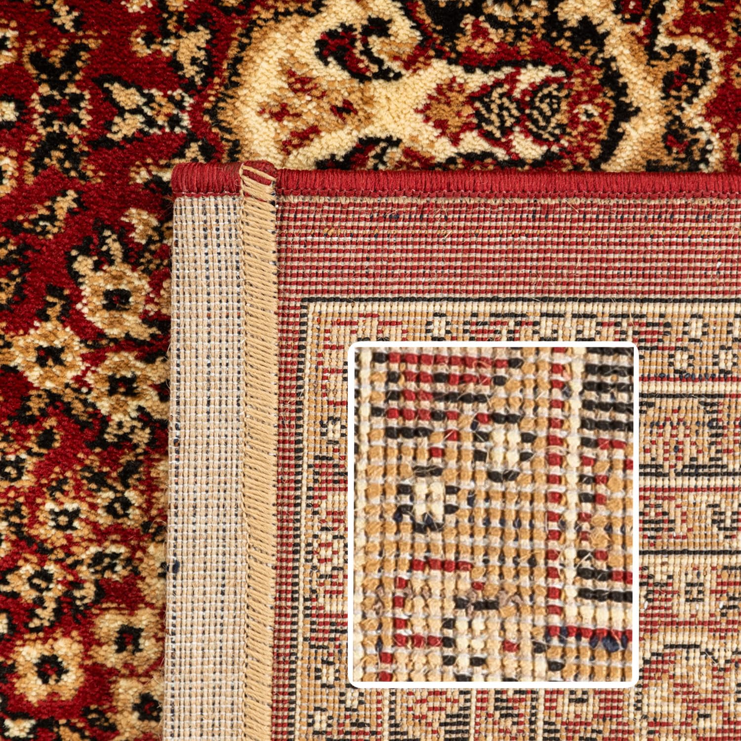 Carpettex Kurzflor Orientalischer Teppich - Klassisch Optik Webteppich Rot 120 x 170 cm - Vintage Wohnzimmerteppich Schlafzimmer Weich Waschbar Küchenteppich