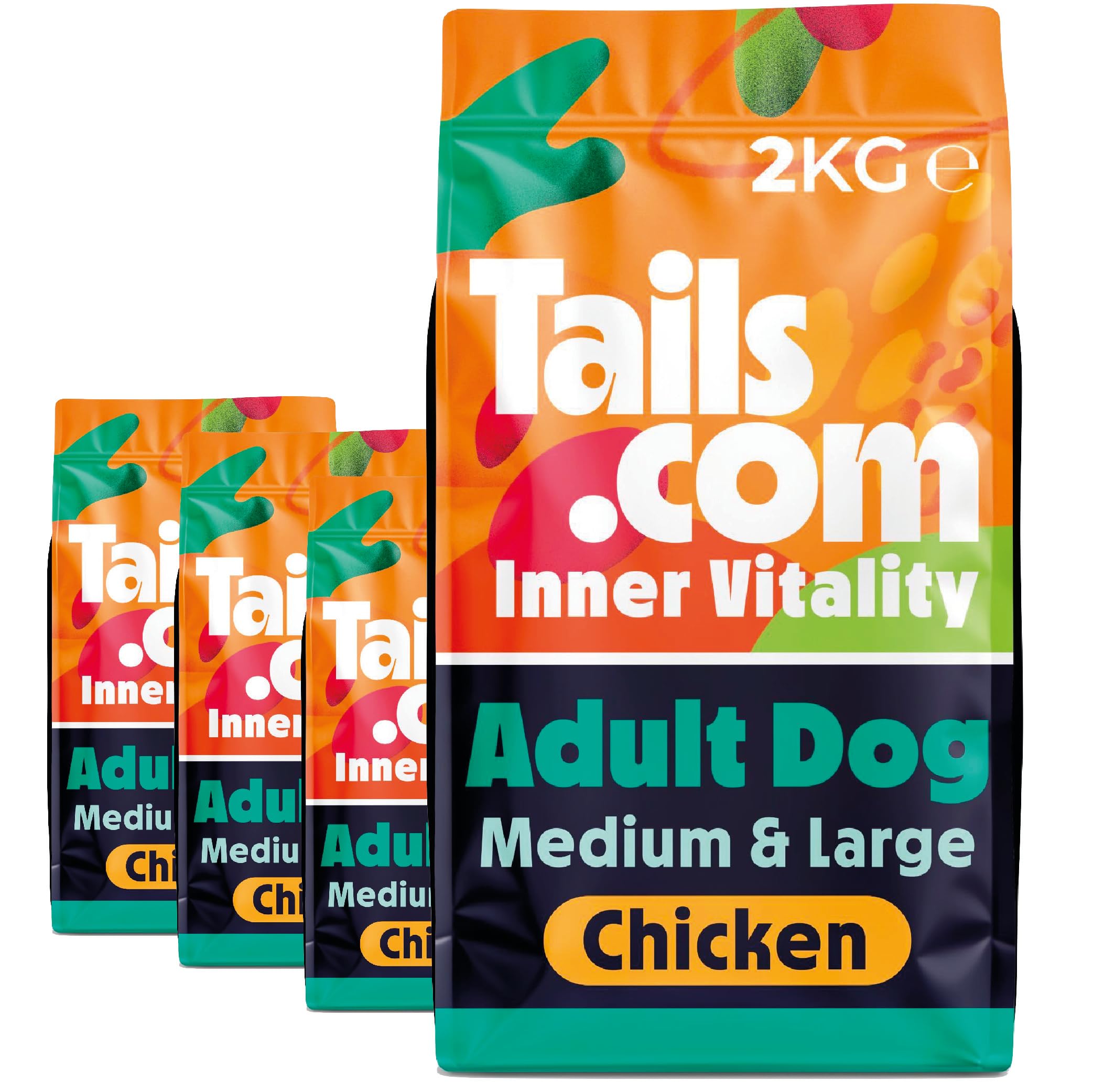 Tails.com โข Dry Dog Food 4 x 2kg โข Chicken โข Medium & Large Adult 1-7 years โข Hypoallergenic Recipe โข No Added Flavours or Preservatives โข Made to Support a Large Dog's Active Joints