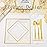 Festiva 350Pcs Clear Plastic Plates with Gold rim - Clear Gold Disposable Dinnerware for 50 Guests includeSquare Plastic Plates/Cups/Cutlery/Napkins Perfect for New Year Party&Wedding &Xmas