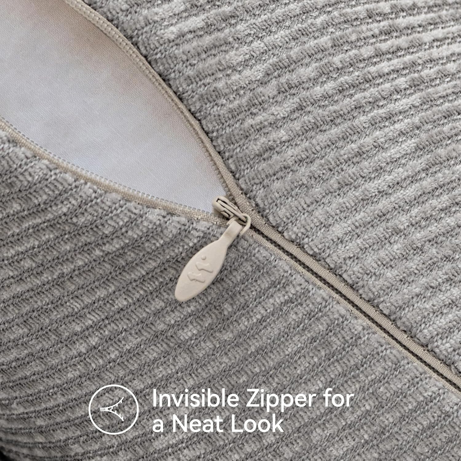 a moment Pack of 2 Decorative Chenille Throw Pillow Covers with Twill Cushion Covers for Sofa Living Room Couch Bed 12x20 Inch Grey - Image 3