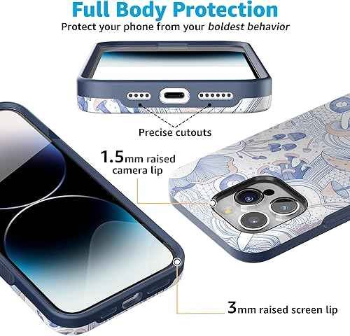 Vista 406 de Casely Funda para iPhone 15 Pro Max Jardín Secreto Flores mixtas Funda atrevida Compatible con MagSafe y botón de acción Secret Garden