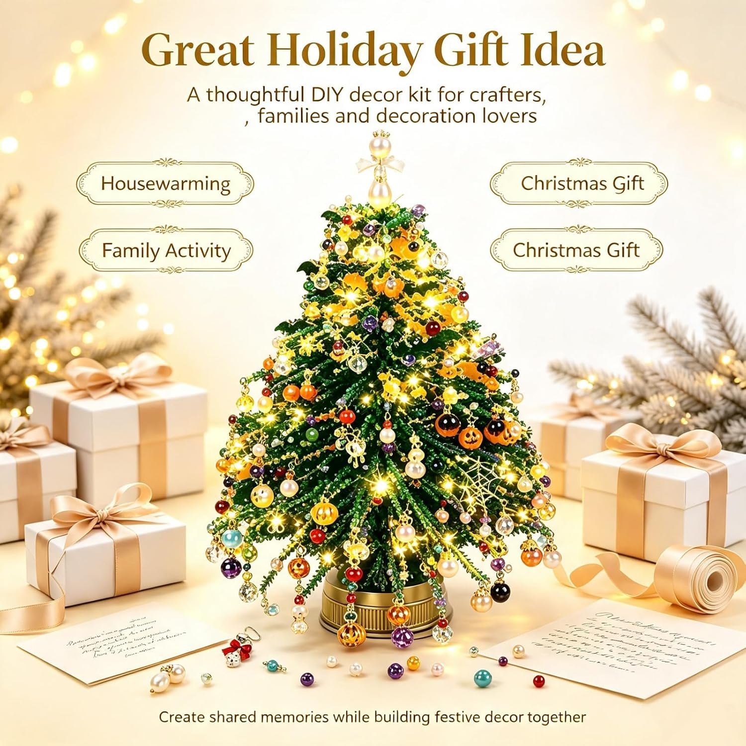 Kit Sapin de Noël en Perles DIY, Coffret Loisirs Créatifs de Noël