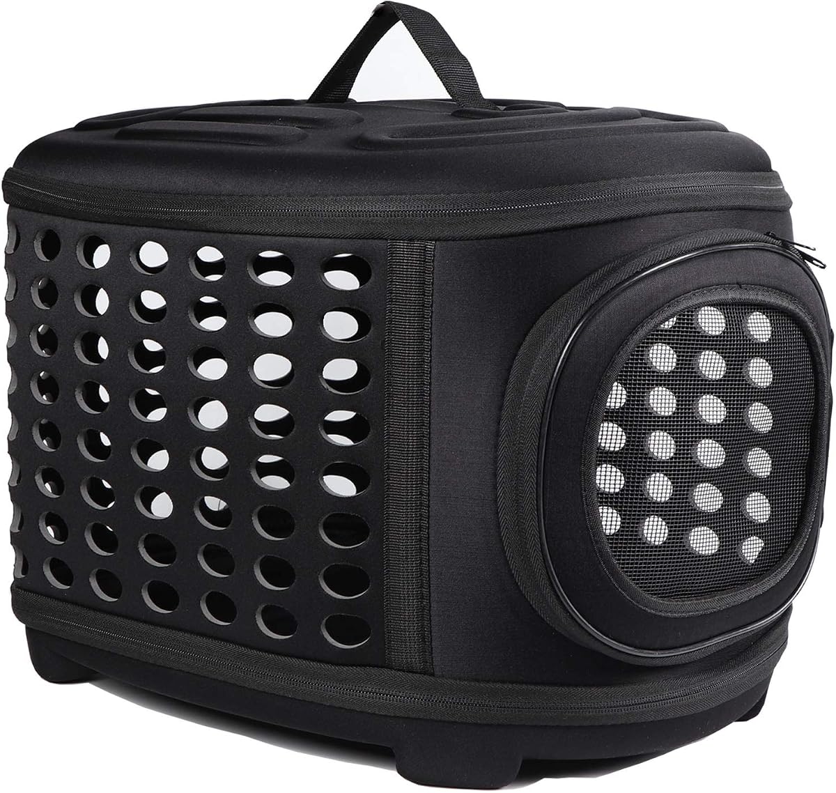 Collapsible Cat Carrier Hard, Travel Pet Carriers Bag for Small Dogs for Car Travel with Ventilation Guinea Pig 2 Small Cats Carrier Cage Dog Crate (Black)