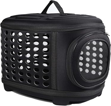 Collapsible Cat Carrier Hard, Travel Pet Carriers Bag for Small Dogs for Car Travel with Ventilation Guinea Pig 2 Small Cats Carrier Cage Dog Crate Black