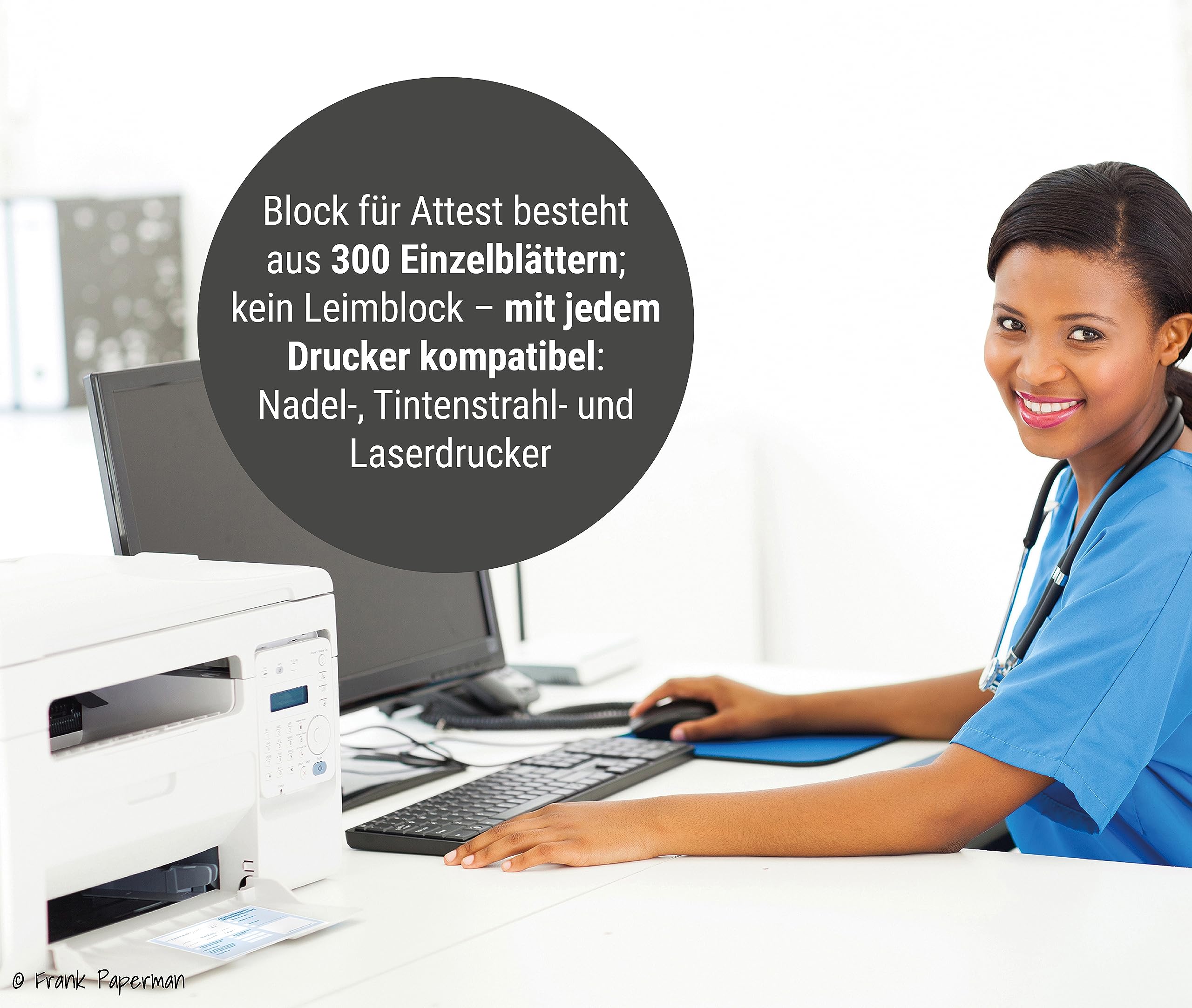 150x Blatt Attest block für Krankschreibungen | ungeblockt | Vordruck Arbeitsunfähigkeitsbescheinigung im DIN-A6-Format | Arzt Zubehör