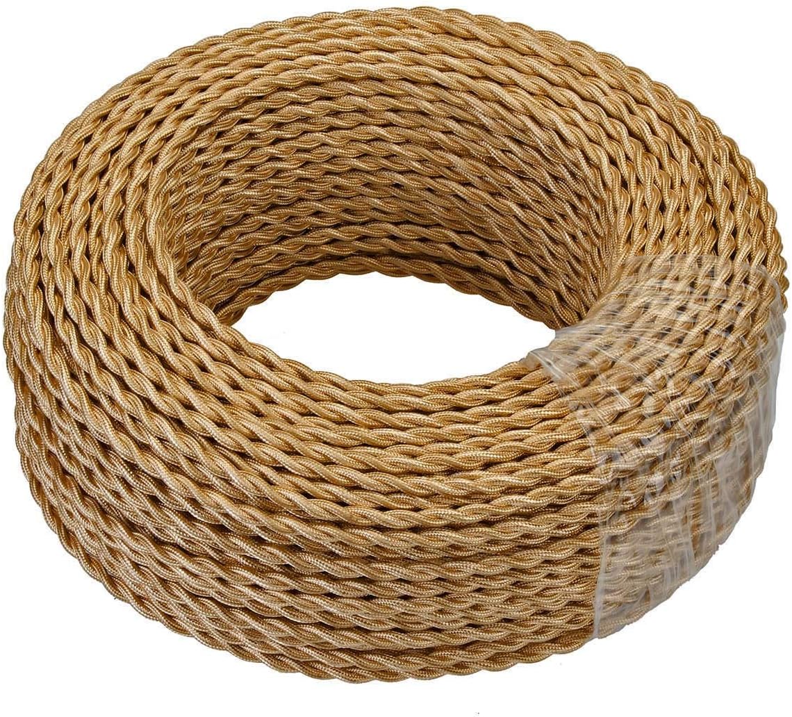 Geeyu ZHaonan-Copper Wire Black 5/10/20 Meters, 2 Core Electrical Rope Wire, Vintage Antique Braided Twisted Fabric Lighting Cable, Woven Silk Flexible Cord Replacement Parts