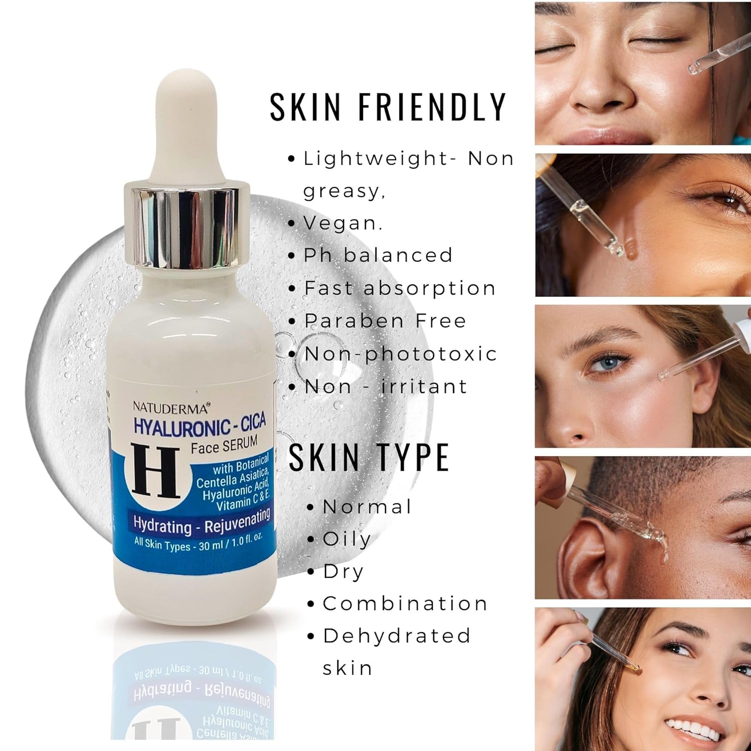 Hydrodermabrasion Solutions | Revitalizing Antioxidant Serum for Hydro Dermabrasion Machine and Oxygen Facial, Revita-A-Tone, 16 oz | and Hyaluronic Acid Serum with Vitamin C, 1oz, by Natuderma