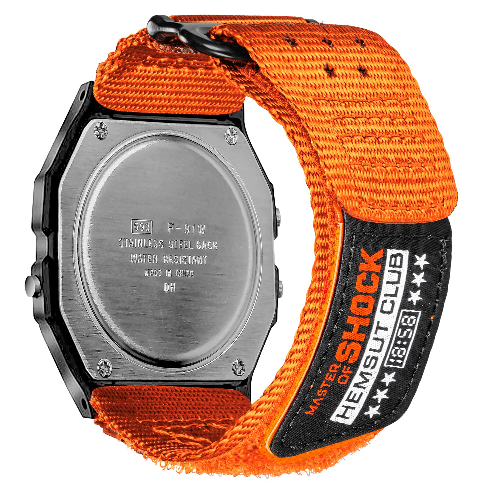 18mm Hook And Loop Watch Band Strap for Casio DW-H5600(Not DW-5600) GM-H5600(Not GM-5600) DW-291 DW-290 F-91W AE-1000W AE-1100W AE-1200 AE-1300 AE-1500WH, Rugged Nylon Sports Replacement Strap