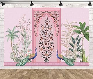 BELECO 7x5ft Fabric Pink Mughal Garden Backdrop India Theme Traditional ...