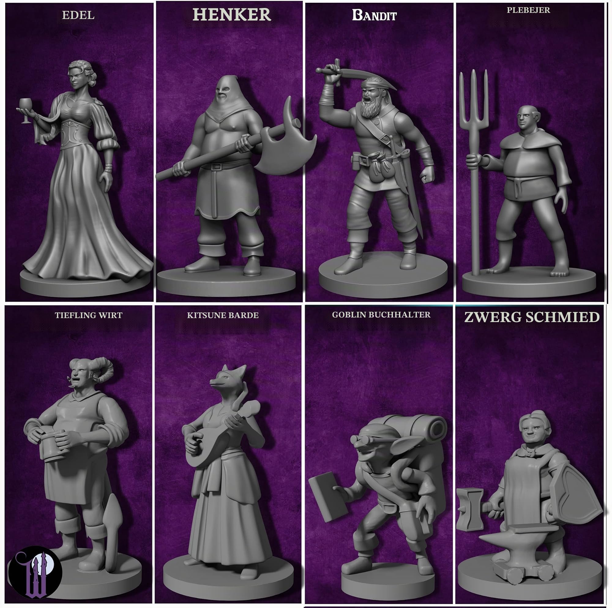 29 Heroische Stadtbewohner Fantasy Miniaturen für D&D - Dungeons and Dragons Starterset - Unlackierte Miniaturen - D&D Minis - Bulk Figuren