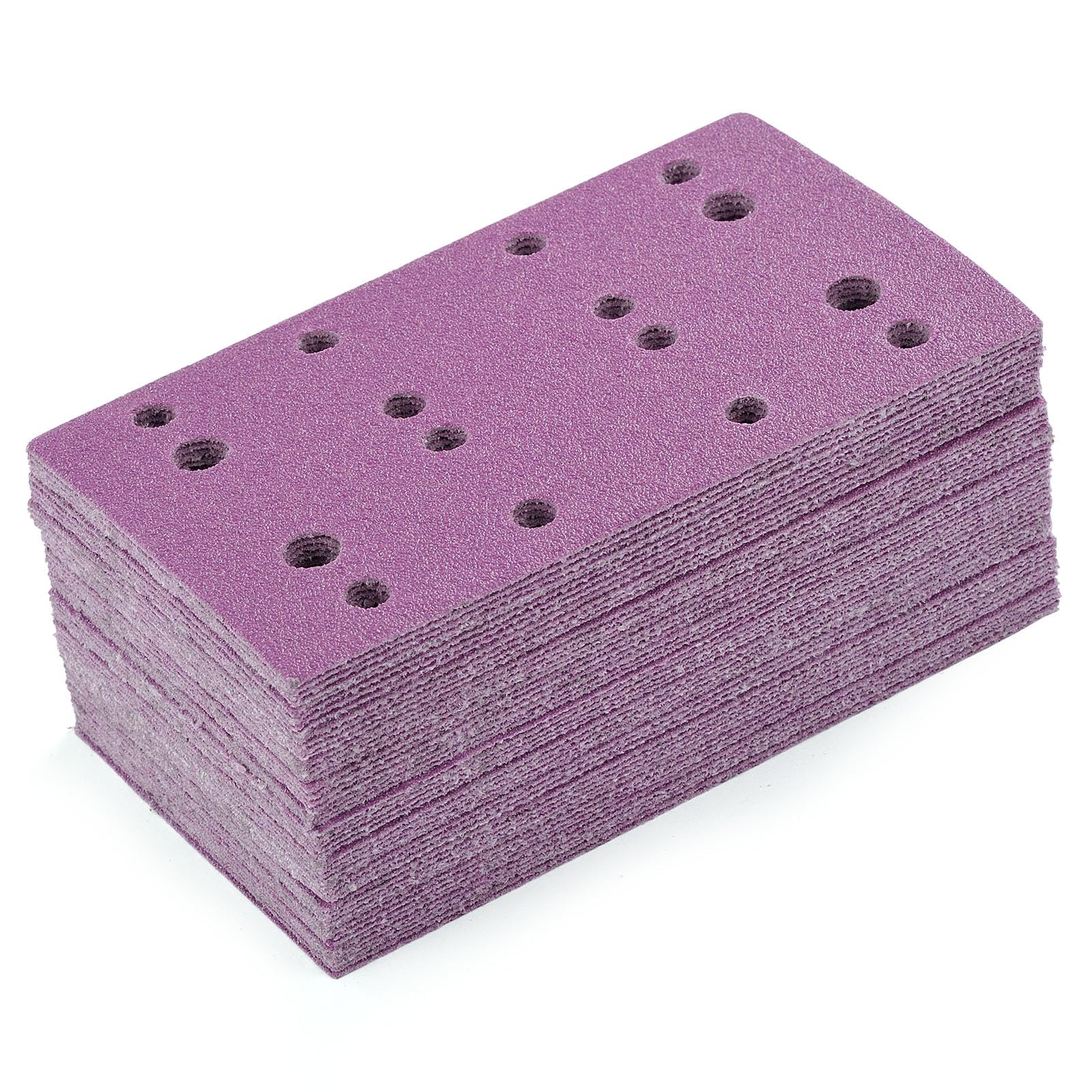 80 Grit Sandpaper, 3" x 5" (80mm x 133mm) Sanding Sheets, for Festool RTS 400 & Mirka Deos 353, Hook & Loop White Fused Alumina Abrasive Coarse Sand Paper for Wood Sanding, 50 Pack