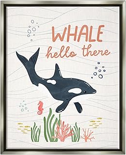 Stupell Industries Whale Hello There Orca Floating Framed Wall Art, Design by Nina Blue