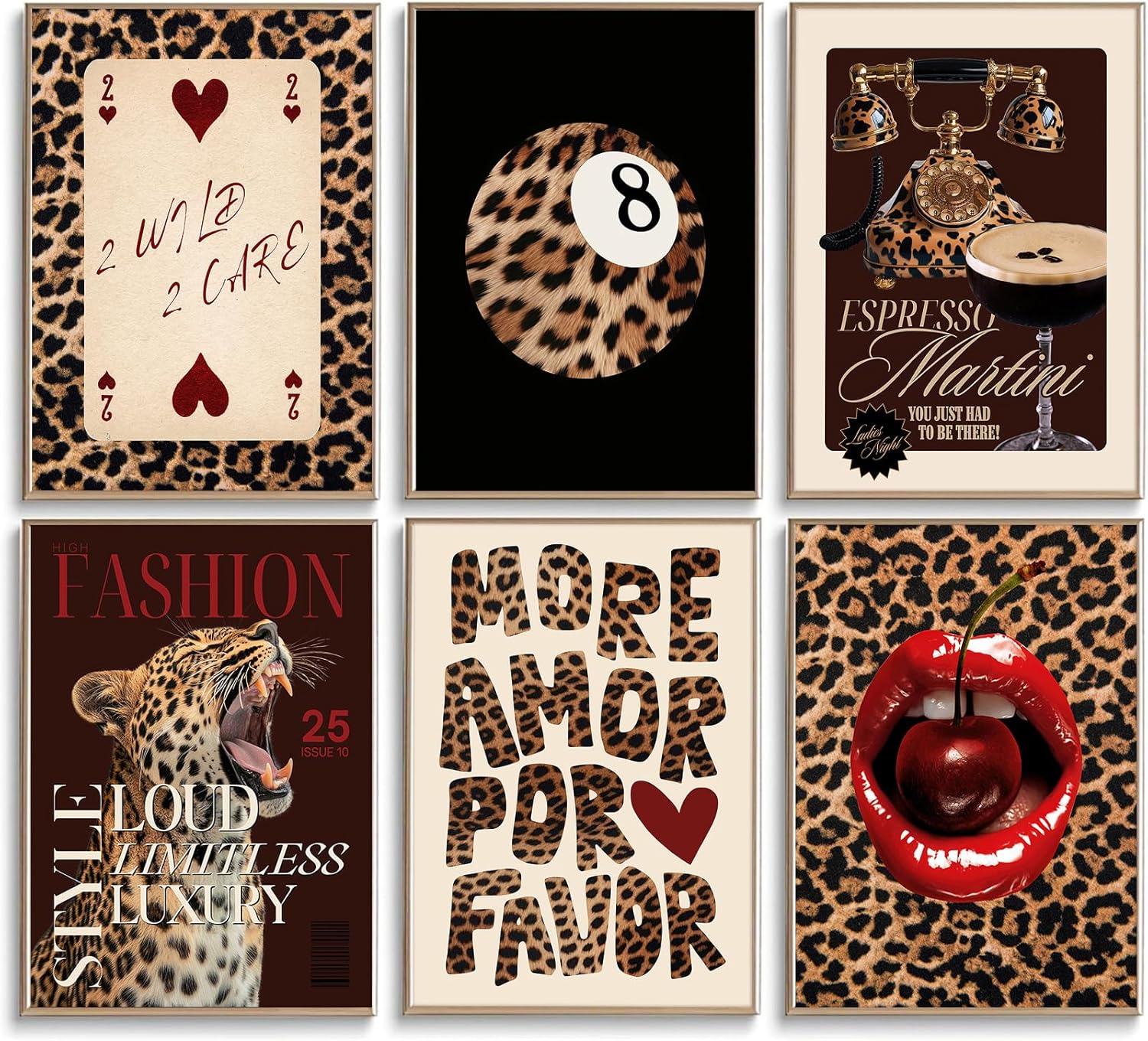 Tendy Leopard Wall Art Cheetah Canvas Prints Leopard 8 Ball Wall Decor Preppy Aesthetic Pictures Fashion Cheetah Poster Y2k Dorm Room Painting Funky Chic Artwork for Bedroom 8x10x6 Inch Ready to Hang