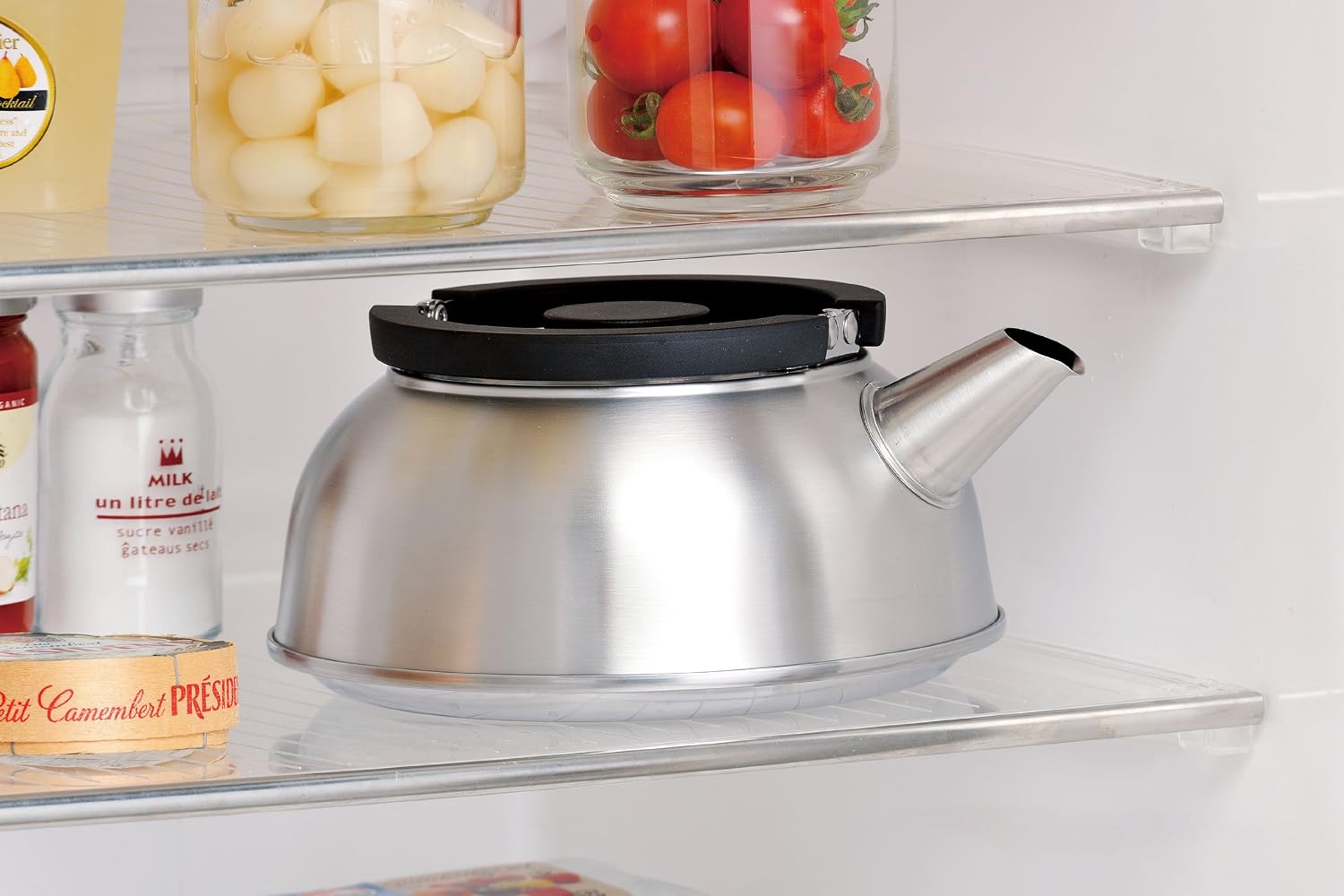 Wahei Freiz SM-9211 Barley Tea Storage Kettle, 0.6 gal (2.1 L) with Strainer, Folding Handle, Induction Compatible, Made in Japan
