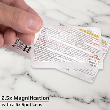 Carson 2.5x Power Credit Card Size Magnifiers (WM-01) with 6x Spot Lens, Twin Pack