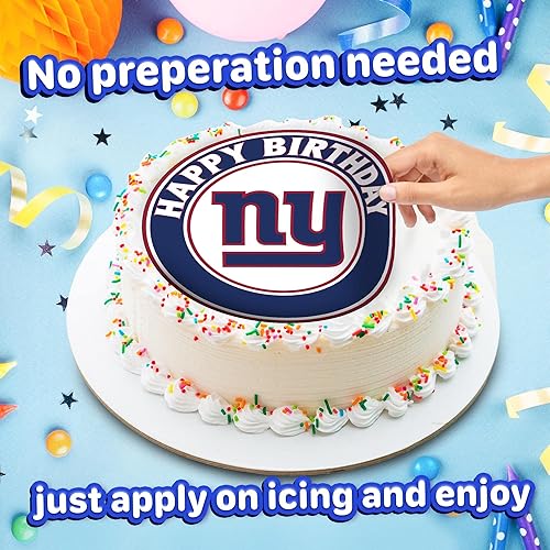 Miniatura 4 de 7.5 NY Giants - Decoración redonda comestible para pastel de cumpleaños, pastel de feliz cumpleaños