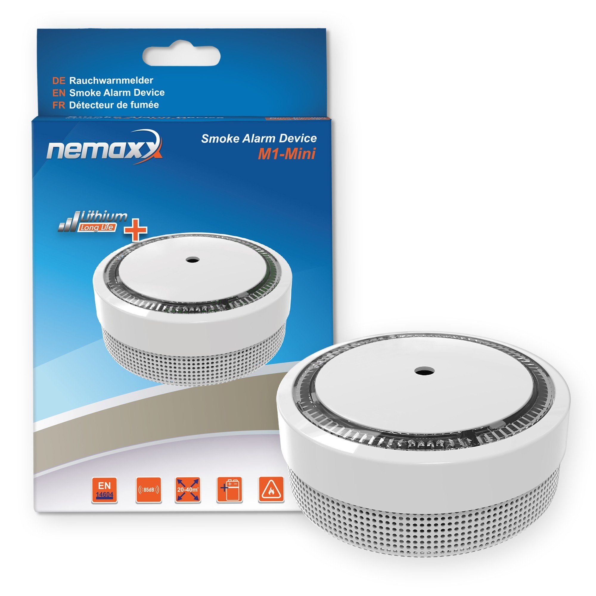 Nemaxx M1NX - Mini Detector de Humo – sensibles, Color Blanco
