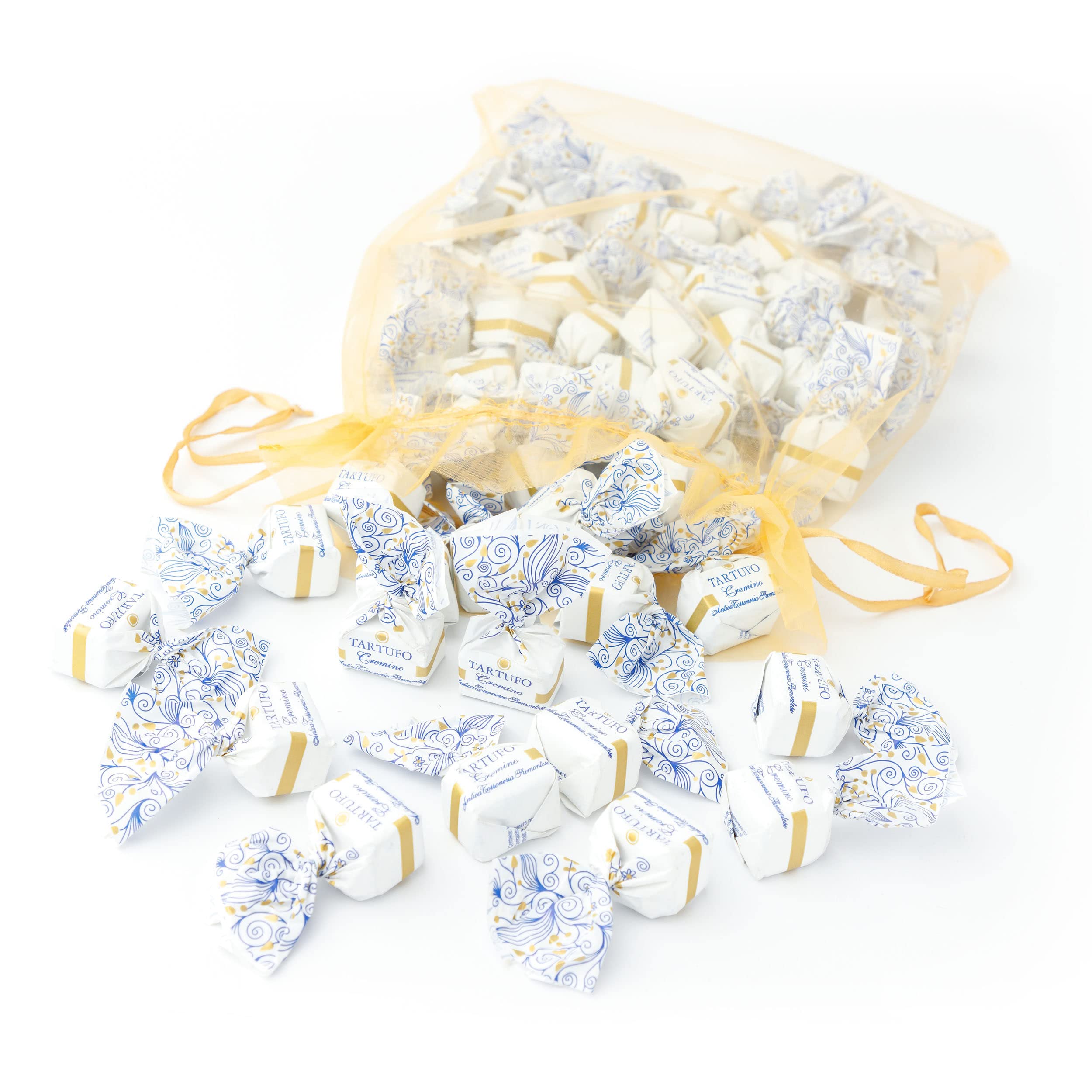 GUSTONE. Tartufi Dolci Cremino 70 Stück je 14g Antica Torroneria 1kg | glutenfrei, IGP-geschützte Herkunft, Trüffel-Praline Nougat weißer Piemont-Haselnüsse, Schokoladentrüffel, 26,6% Kakao