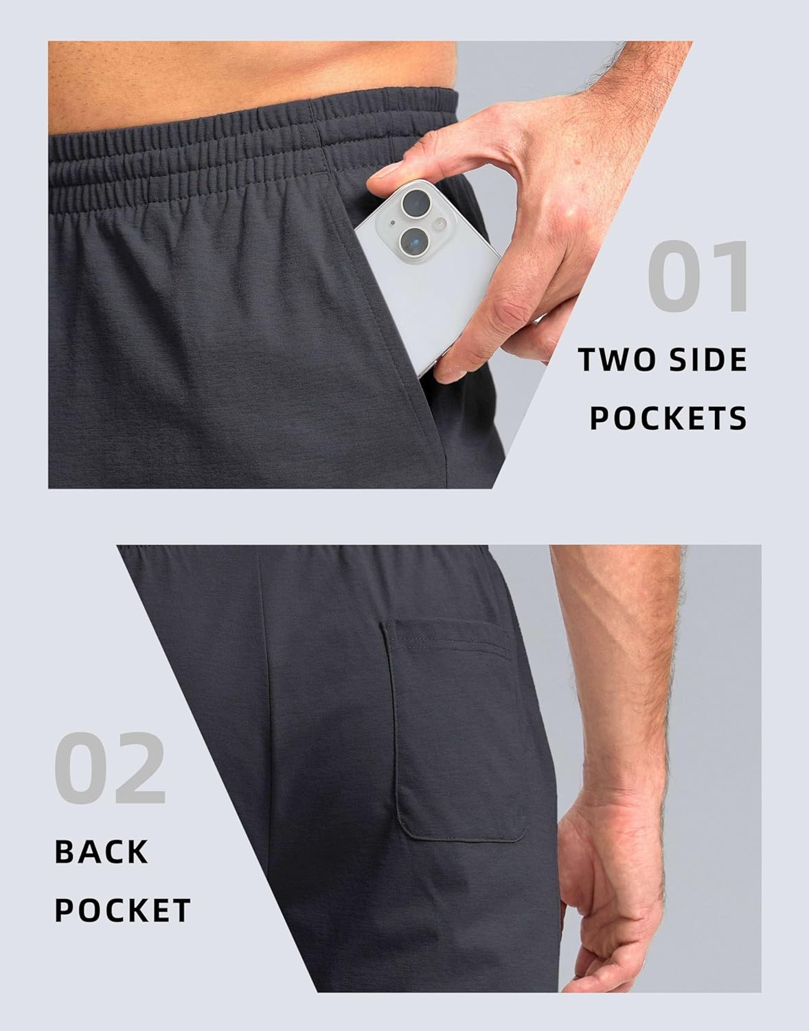 Pudolla Men's Lounge Shorts with Pockets 9" Lightweight Sweat Jersey Shorts for Men Workout Gym Athletic - Image 5