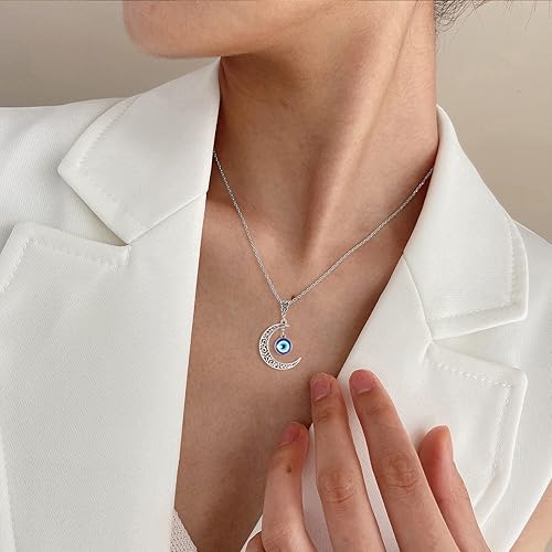 Vista 6 de VIBILIA Collar contra el mal de ojo colgante de sol turco azul protección de ojos collares de la suerte regalos de joyería para hombres mujeres
