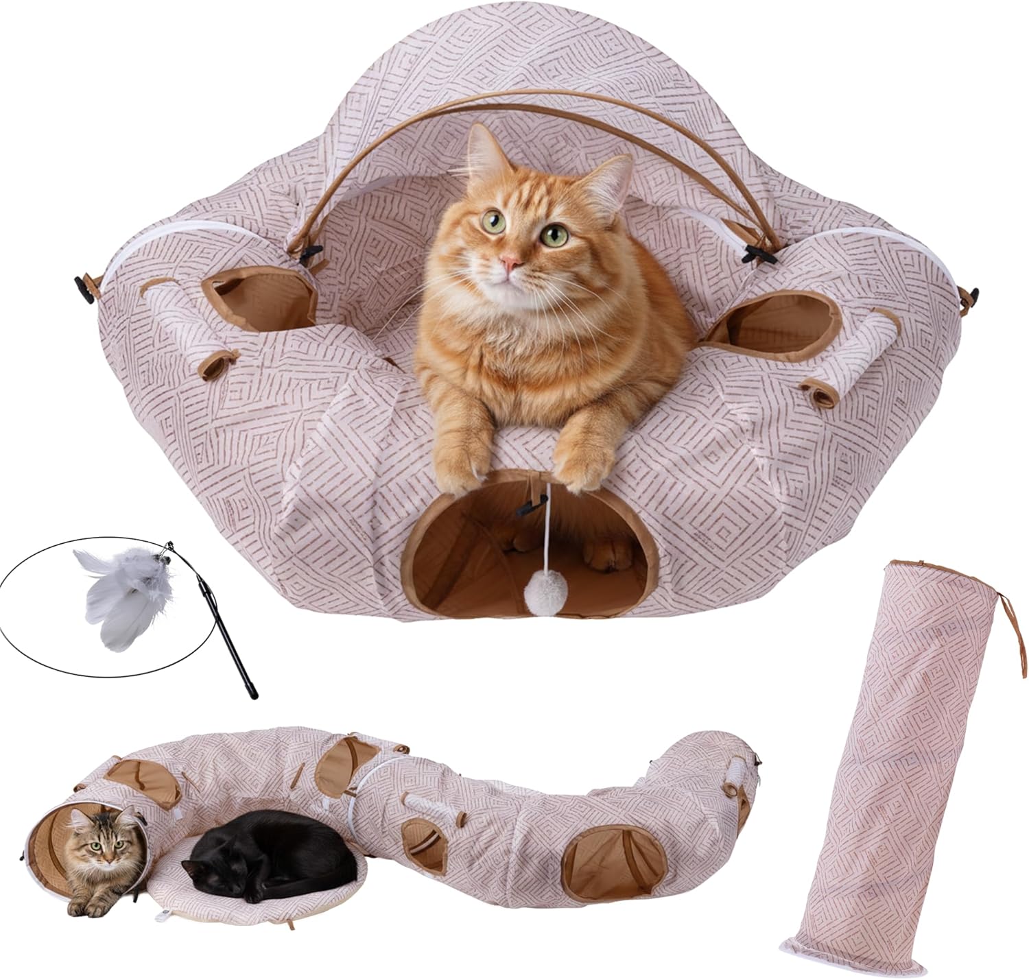 The Cat Ladies Cat Tunnel for Indoor Cats - Cats Tunnel Bed Round - Donut Bed Tube - Cozy Play Tunnel Toy for Large Pets - Suitable for Big Pets