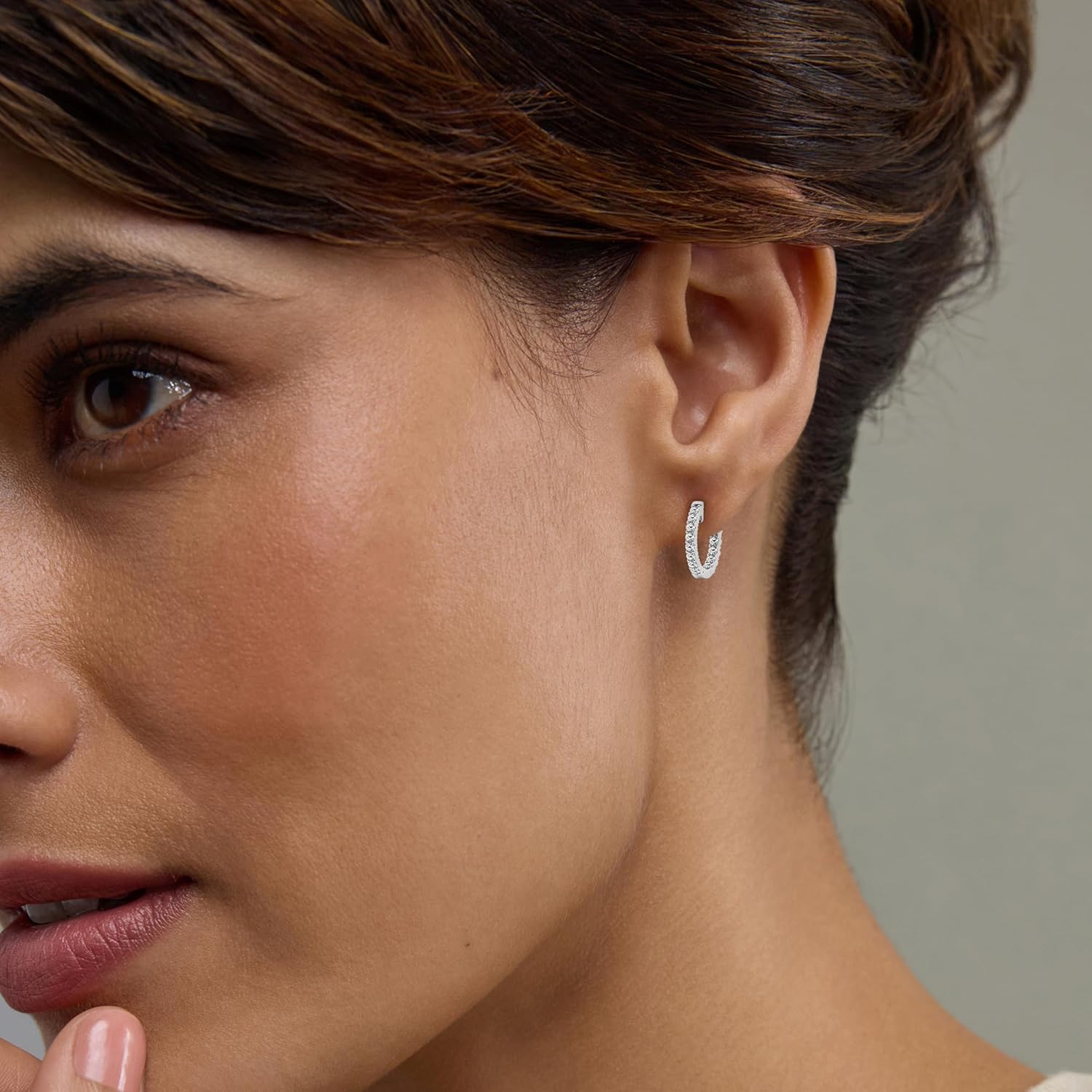 Belacqua Round Lab Grown Inside Out Diamond Hoop Earrings in Sterling Silver, 1/2 to 5 Carat Hoops, G Color, SI Clarity, Prong Set, Jewelry for Women, Gift Box Included - Image 2