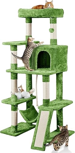 Miniatura 43 de Topeakmart Árbol para gatos de 63 pulgadas, mueble grande de torre para gatos con condominio para gatos, plataforma acolchada y poste rascador