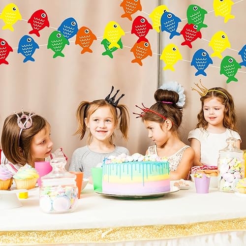 Miniatura 5 de Paquete de 12 pancartas de fiesta de pesca con temática de pesca con diseño de remolino colgante The Big One cumpleaños, recortes de papel para la