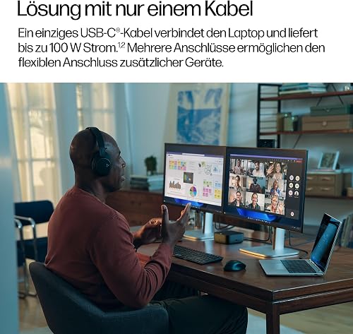 HP Station d'accueil USB-C 100 W G6 multiport avec câble – HDMI 2.1, 2 x DisplayPort 1.4, 3 x USB-A, USB-C, RJ45, Audio, Compatible avec myHP, Windows, macOS et Chrome OS – Exclusif Amazon - 4