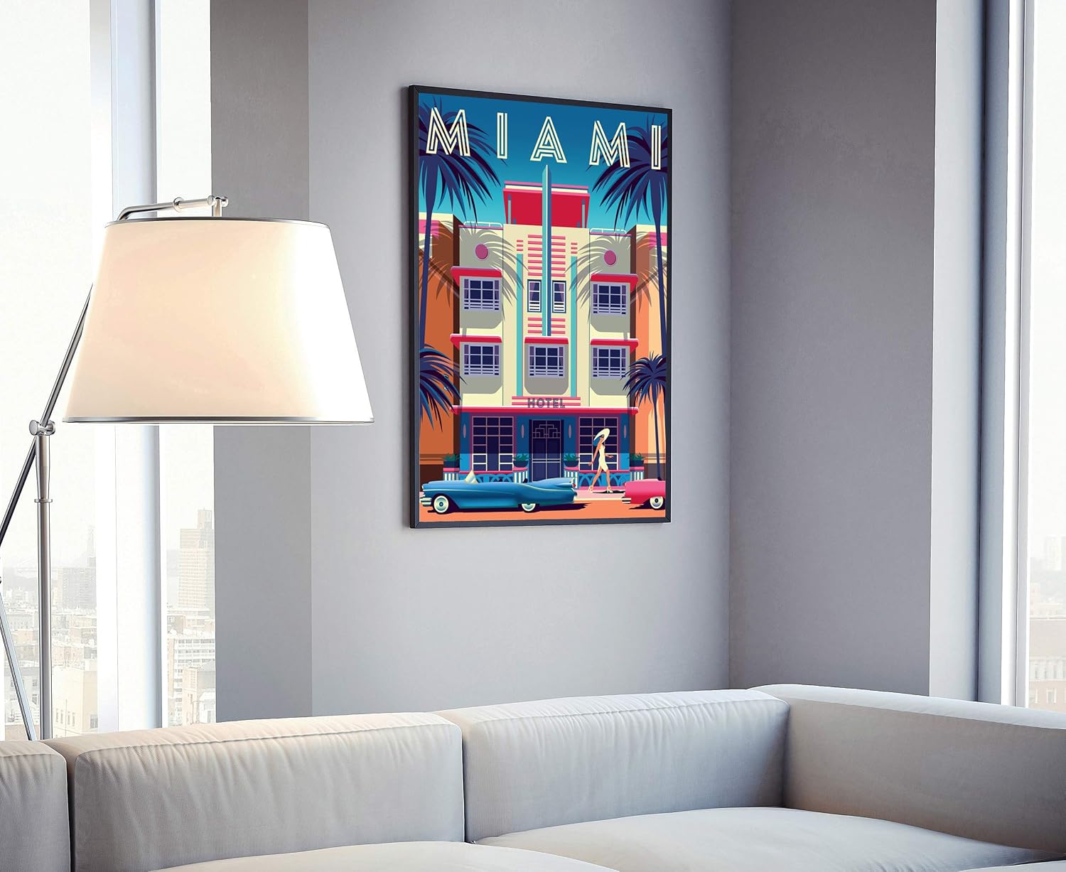 Miami, Retro Style Travel Poster, Vintage Rustic Poster Print, Home Office Wall Decoration, Miami City Map Poster - 24 * 36 Inches