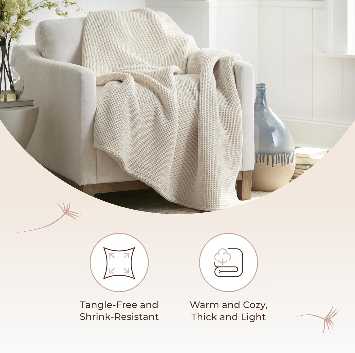 100% Organic Cotton Blanket - Soft Breathable Cotton Waffle Blanket King Size for All Seasons - Luxury 320GSM Cozy Warm Lightweight 100% Cotton Fairtrade Certified (108x90, Natural) - Image 6