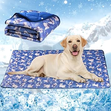 Pet Dog Cooling Mat, Outdoor Dog Cooling Pad, Washable Dogs Cats Pet Non-Toxic Cooling Pads Summer Sleeping Kennel Mats,Pet Self Cool Ice Blanket for Indoor & Outdoor Dog Beach Essentials Medium