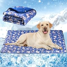 Langsprit Dog Cooling Mat, Washable Dogs Cats Pet Non-Toxic Cooling Pads Summer Sleeping Kennel Mats,Pet Self Cool Ice Blanket for Indoor & Outdoor Dog Beach Essentials Medium