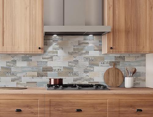 Vista 118 de Paquete de 1 lámina de revestimiento autoadhesivo de 12 x 12 pulgadas, baldosa de pared de PVC para cocina, baño, chimenea, mesa de lavandería o gris